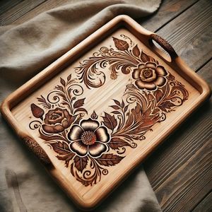 CROCHET PLATEAU IMPRIMÉ EN BOIS MEILLEURE QUALITÉ SCULPTÉ Forme carrée disponible et artisanat indien meilleur échantillon Offre Spéciale - Product Image 1