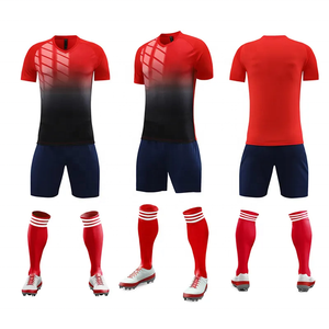 Uniforme de Fútbol Sublimado Personalizado para Hombre, Cuello en V, Manga Corta, Degradado Azul y Amarillo, Ropa Deportiva que Absorbe la Humedad - Product Image 4