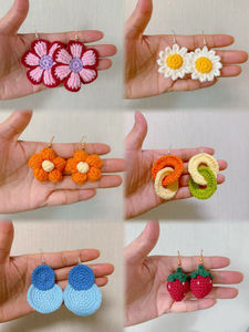 ดอกเดซี่ถักมือจากไหมพรมฝ้าย งานฝีมือ DIY สำหรับทำเครื่องประดับตกแต่ง สไตล์สร้างสรรค์ ผ้าไหมเทียม งานฝีมือผ้า - Product Image 4