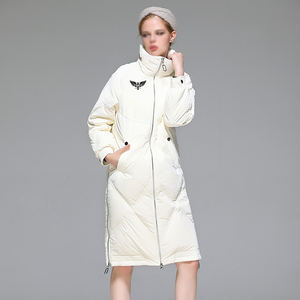 Manteau long matelassé brillant personnalisé pour femme, noir, col montant, doudoune d'hiver matelassée, coupe-vent, isolée, zippée, vêtement d'extérieur chaud - Product Image 6