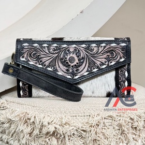 2025 venta al por mayor tendencia mano Tooled cuero mujeres carteras bolso de mano carteras largas para damas dinero monedero tarjetero carteras - Product Image 1