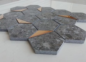 Tuile hexagonale en céramique argentée de style terrain mate brillante de 73 millimètres pour le revêtement de mur d'intérieur disponible à un prix raisonnable - Product Image 2
