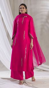 NOUVEAU-DESIGN ÉLÉGÉ DE HAND-ZARI INDIEN/PAKISTANÉ BRODERIE SUR LONG KURTA, PLAZO AVEC ROBE DUPATTA pour fête/mariage = 2024 - Product Image 2