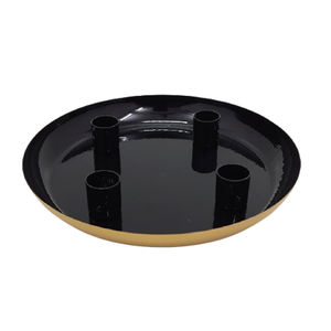 Vente en gros de bougeoir rond en fer et métal au design simple couleur noire brillante pour décoration de Noël faite à la main - Product Image 1