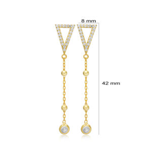 ต่างหูยาวหินเพทายใสทรงสามเหลี่ยมดีไซน์แบบตุรกีทำด้วยมือ925เครื่องประดับเงินสเตอร์ลิง - Product Image 2