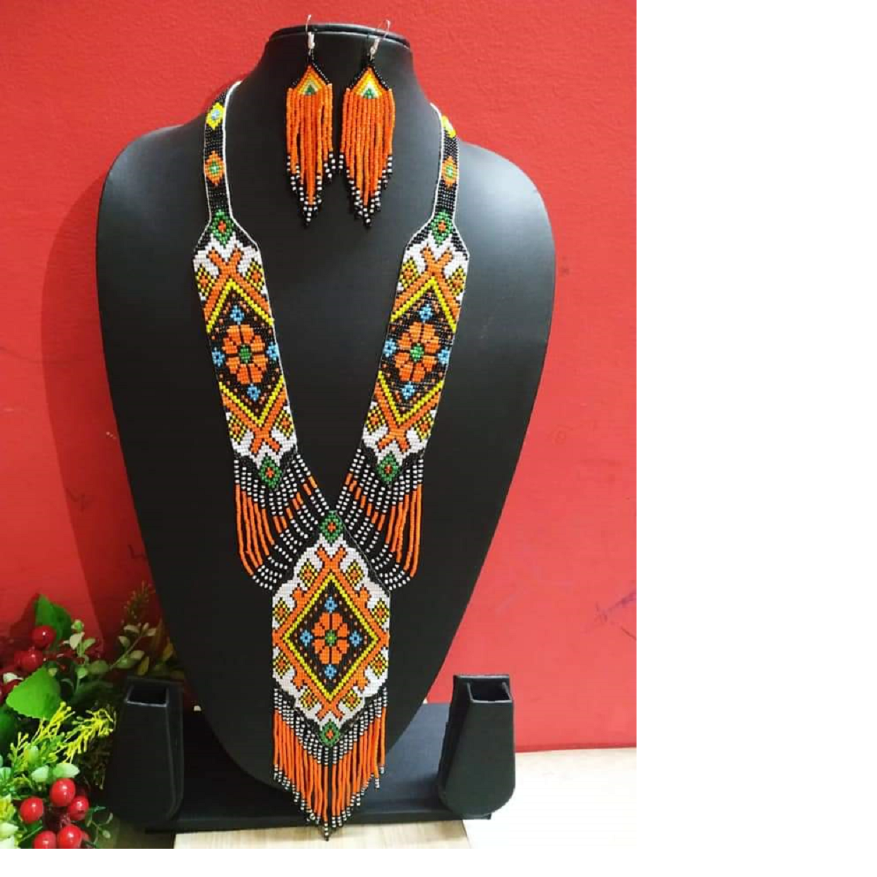 custom made seed bead necklaces made from glass seed beads with matching earrings ideal for resale by jewelry designers