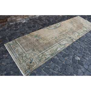 Alfombra de lana turca Vintage, patrón de retazos Beige verde, tejido plano, 290x1010ft, alfombra para sala de estar, decoraciones de látex, conjuntos de alfombras - Product Image 3