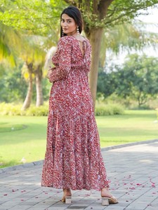 Ensemble Kurtis de festival d'été de rayonne lourde de concepteur de femmes pour le travail d'impression à quatre côtés pour des filles - Product Image 4