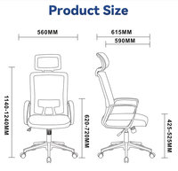 Chaise de bureau exécutive Ministral, réglable en hauteur, ergonomique, avec mousse rafraîchissante, appui-tête fixe, pivotante, en maille de nylon, minimaliste, inclinable