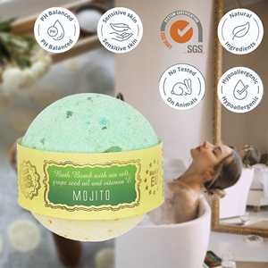 Bombe de bain menthe mojito marque privée, boule effervescente aux agrumes frais, produit de bain spa végétalien, OEM ODM, vente en gros, fabricant UE Lettonie - Product Image 2