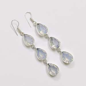 ต่างหูหินโอปอลหลายเหลี่ยมเพชรพลอย925ต่างหูลวดชุบเงินต่างหูห้อยทำด้วยมือเครื่องประดับ Boho ธรรมชาติสำหรับเป็นของขวัญ - Product Image 6