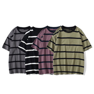 Venta al por mayor popular a través de la tira de los hombres camisetas de estilo naval más tamaño camisetas de alta calidad 100% algodón barato camiseta a rayas - Product Image 1