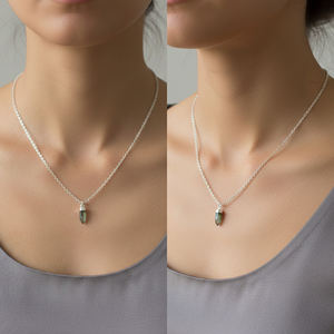 Collier en argent sterling avec chaîne, forme de balle petite, plaqué rhodium, tendance, pour fiançailles et fêtes - Product Image 6