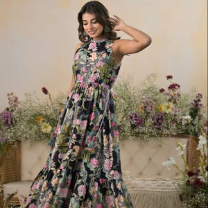 Bloc de robe en coton indien fait à la main imprimé vêtements d'été décontractés pour les femmes personnalisé mariée mariage cadeau robe de voyage - Product Image 1