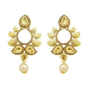Jheel Austrian Stone Kundan Pearl Drop Dangler <b>Earrings</b> <b>Fine</b> <b>Cuff</b> 2900210A Design - Product Image 1
