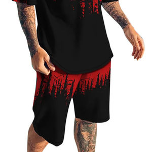 Ropa de verano, conjunto de pantalones cortos para hombre, ropa deportiva, camiseta informal deportiva para hombre, pantalones cortos de manga corta de verano de 2 piezas para hombre - Product Image 2