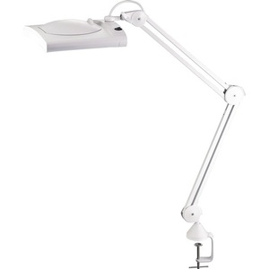 โคมไฟขยายแบบ LED สีขาวพร้อมหัวสี่เหลี่ยม เลนส์แก้วขนาด 190.5 มม. และฝาครอบแบบหนีบโต๊ะ - Product Image 2