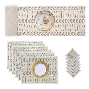 Set de napperons de table en tissu de boue, set de sous-verres, cadeau de pendaison de crémaillère, set de napperons en coton pour table à manger - Product Image 1