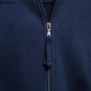 Tout nouveau hommes col montant sweats à capuche zippés lâche décontracté Sport Cardigan vestes coton-mélange solide polyvalent sweats hiver - Product Image 6