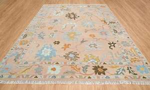 Alfombra Oushak de Lujo Hecha a Mano, Lana de Alta Densidad, Base de Látex Turco, Tamaño Personalizado, Altamente Duradera, Lavable, Antideslizante - Product Image 6