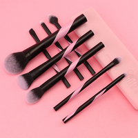 Kit de 7 pinceaux de maquillage à manche torsadé en spirale, noir et rose, en nylon doux, pour le visage et les yeux