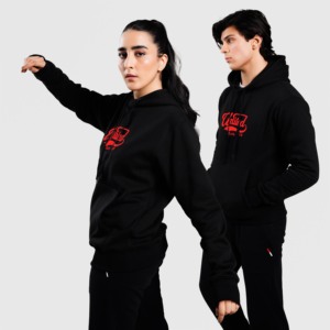 Sweat à capuche court noir 100 % coton United en tissu French Terry, broderie 3D et impression sérigraphiée à motif uni - Product Image 3