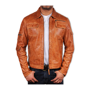 Chaquetas de cuero de moda de color marrón para caballeros 2026 - Product Image 1