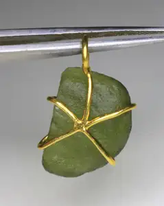 Mặt Dây Chuyền Moldavite Được Chứng Nhận Chính Hãng Vòng Cổ Mạ Vàng Bạc 100% 925 Mouldavite Thô Tự Nhiên