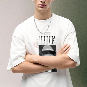 Venta al por mayor de los hombres de gran tamaño de la camiseta 100% de algodón de peso pesado diseñador de logotipo personalizado de impresión Streetwear Tee - Product Image 1