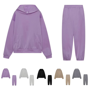 Trajes de jogging de algodón, chándal para mujer, conjunto de chándal grueso de algodón en blanco para mujer - Product Image 6