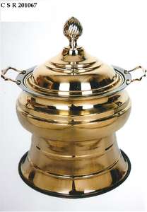 จานชุบทองและเงินทำจากสเตนเลสสตีลพร้อมขาตั้งทองเหลืองสำหรับเสิร์ฟอาหาร - Product Image 5