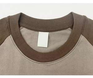 Customize Vintage Patchwork Striped 100% Cotton <b>T</b>-<b>shirt</b> with Simple Neck High Texture Oversized <b>Fit</b> Men's <b>Long</b> Sleeved <b>Shirt</b> - Product Image 3