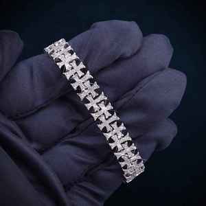 Unique Iced Out Rhodium Plated Moissanite <b>Cross</b> Tennis Bracelet Diamond Trendy Vintage Design Wedding Gift 925 Sterling Silver - Product Image 1