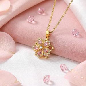 Jeulia Sterling Silver <b>Layered</b> Spinning Flower <b>Fashion</b> <b>Necklace</b> - Product Image 4