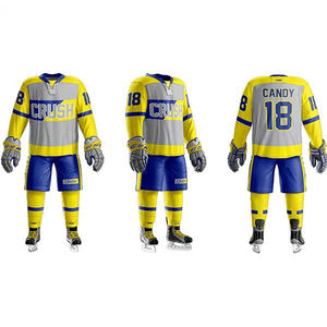 2025 Ensemble de vêtements de hockey sur glace d'équipe de conception professionnelle avec logo personnalisé haute qualité 100% polyester écologique bas quantité minimale de commande en gros - Product Image 1