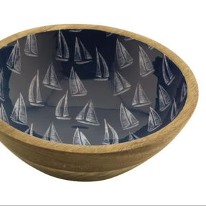 ชามไม้ทรงกลมเคลือบและชามสำหรับตกแต่ง - Product Image 1