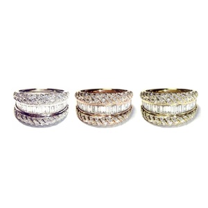 Solid 18K Yellow Gold Natural Diamond Baguette Twisted Rope Dome <b>Micro</b> Pave Womens Custom Chunky Statement Anniversary Ring - Product Image 4