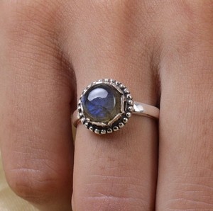 Designer 925 Sterling Silver Jewelry <b>for</b> <b>Girls</b> Blue Labradorite Gemstone <b>Ring</b> Lot Bezel Setting Inlay <b>for</b> Parties - Product Image 1