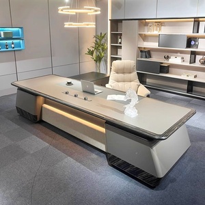 Luxury Brown MDF Office <b>Desk</b> L Shape Executive Suite Furniture Set Modular Modern Director <b>Workstation</b> Computer Table - Product Image 2