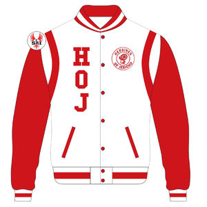 Chaqueta Universitaria de Béisbol Bordada para Mujer, Heroines de Jericho |   Chaqueta Universitaria Bordada Masónica HOJ Personalizada para Mujer - Product Image 1