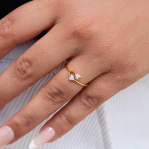 IGI certificado 0,04 quilates diamante natural 18K oro sólido anillo en forma de corazón joyería Premium - Product Image 4