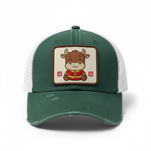 Bán buôn cổ điển đau khổ rửa bông lưới mũ dễ thương phim hoạt hình động vật vá thêu logo tùy chỉnh Trucker Hat - Product Image 5