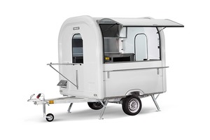 <b>Red</b> Capsule Style Mobile Food Truck Aluminum & Fiberglass Frame Triple Axle Insulated Compartments Outdoor Use Candy - Product Image 2