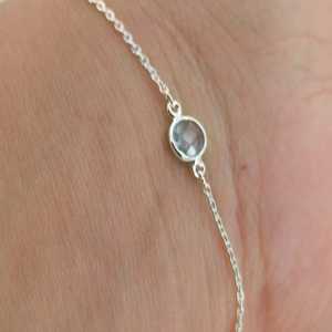 Handmade 925 Sterling <b>Silver</b> <b>Bracelet</b> with Blue Topaz Fashion Charm <b>Bracelets</b> - Product Image 6