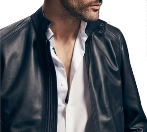 Chaqueta de Cuero Estilo Aviador para Hombre, Estilo Urbano, Forro Interior Suave, Largo Medio, Ajustada, Impermeable, Cortavientos y Transpirable - Product Image 2