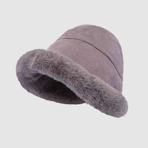 Sombrero de Pescador para Mujer SIDDIQUI HOSINEX 2024, de Piel Sintética, Laminado, Casual, de Felpa, sin Costuras, Lavado, Cálido para Invierno, con Lazo - Product Image 2