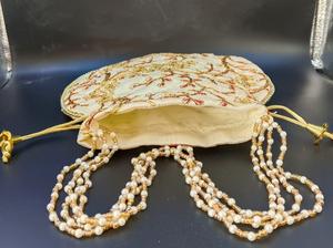 Embroidered Silk Flexible Adjustable Pouch <b>Bag</b> Designer <b>Women</b> Potli <b>Bags</b> Handle Clutch Purse for <b>Festive</b> & Weddings Gift - Product Image 5