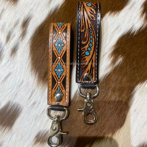 ใหม่มือแกะสลักเครื่องมือหนังพวงกุญแจลายนูนพิมพ์ลายดอกไม้หนัง Key แหวนเครื่องมือหนังน่ารักพวงกุญแจ - Product Image 2