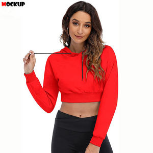 Sudadera con capucha corta para mujer, sudadera corta elegante para mujer, sudaderas con capucha de invierno con logotipo frontal, venta al por mayor, patrón sólido, ropa de otoño - Product Image 5