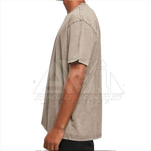 Camiseta de Punto para Hombre, Estilo Moderno, Corte Holgado, Lavado Ácido, 100% Algodón, Secado Rápido, Transpirable, Casual, Manga Corta, Cuello Redondo, 280g - Product Image 3